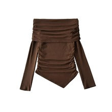 Terracotta Off Shoulder Long Sleeve Shirt