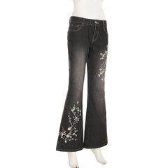 Vintage Washed Butterfly Flare Jeans