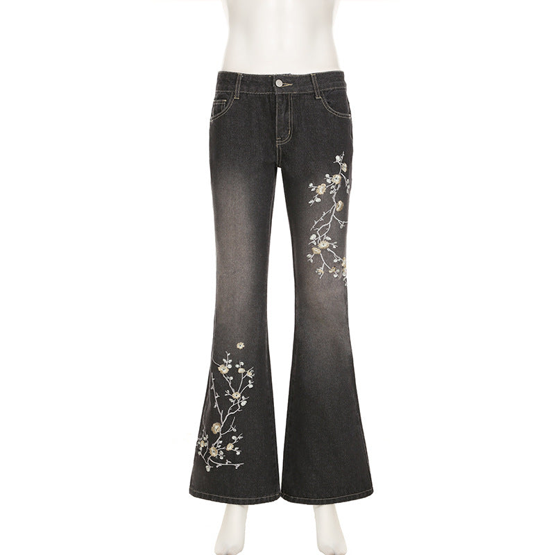 Vintage Washed Butterfly Flare Jeans