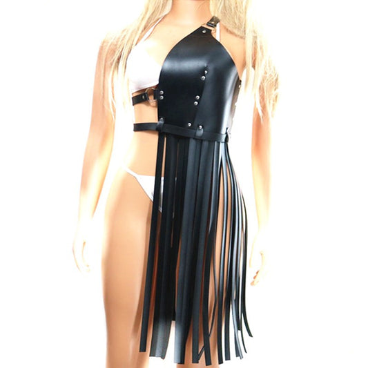 Avant-Garde Leather Fringe Harness