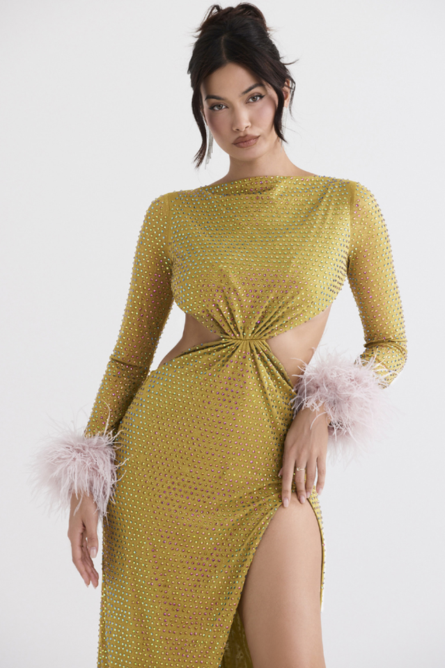 Gina Yellow Crystal Dress