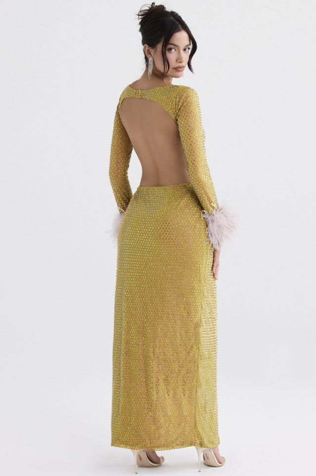Gina Yellow Crystal Dress
