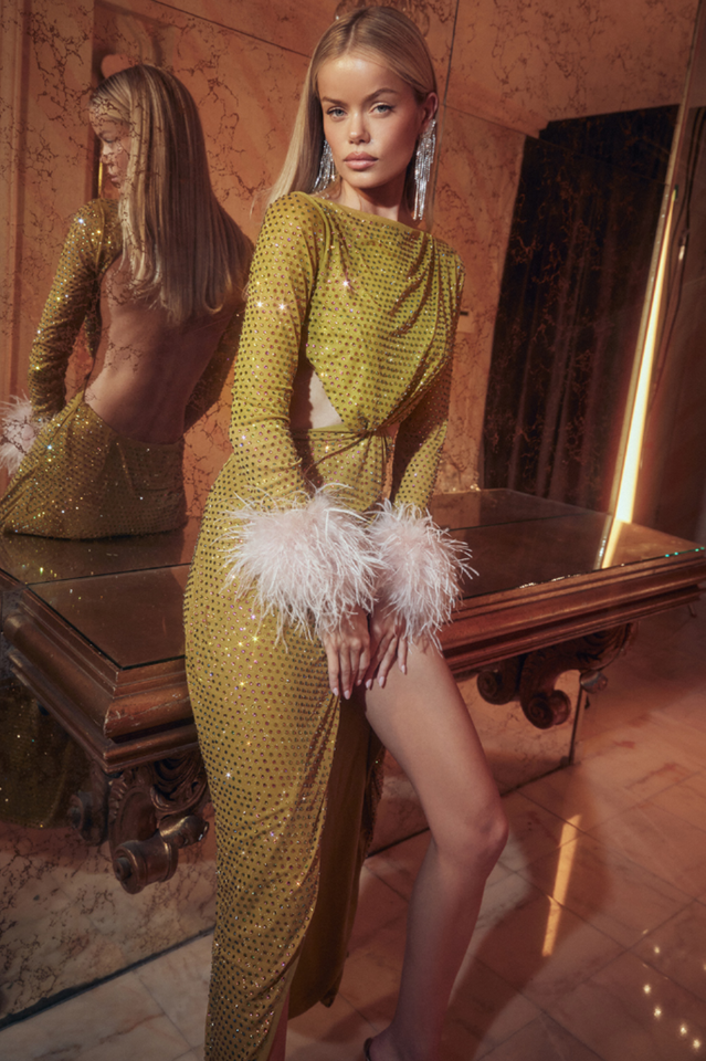 Gina Yellow Crystal Dress