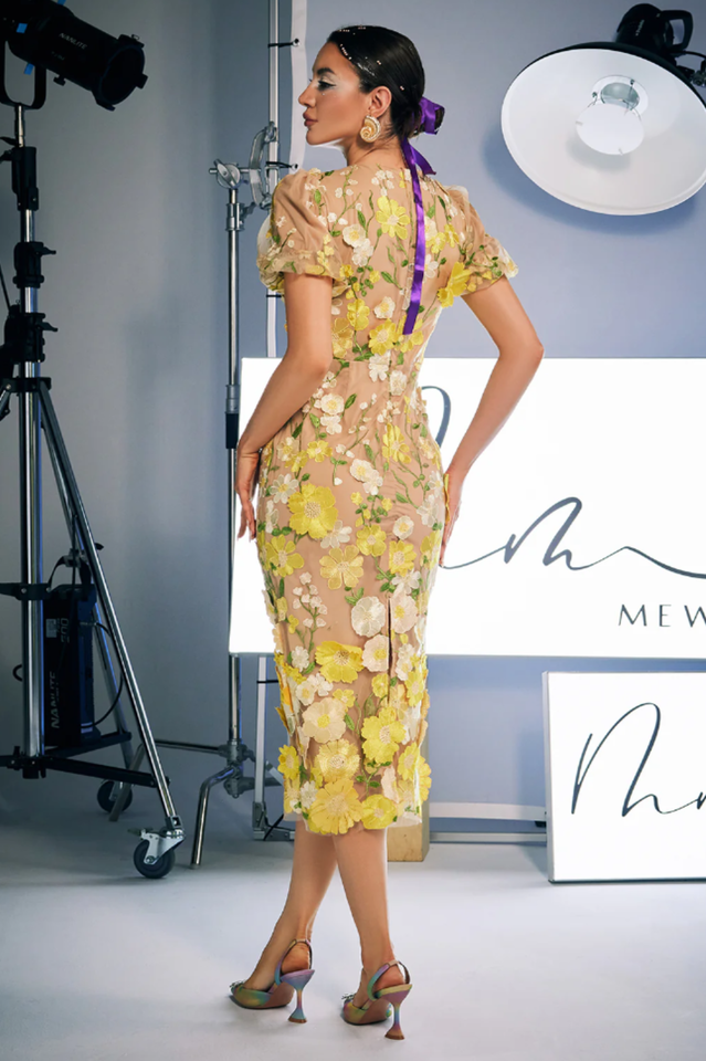 Sally V Neck Floral Midi Dress