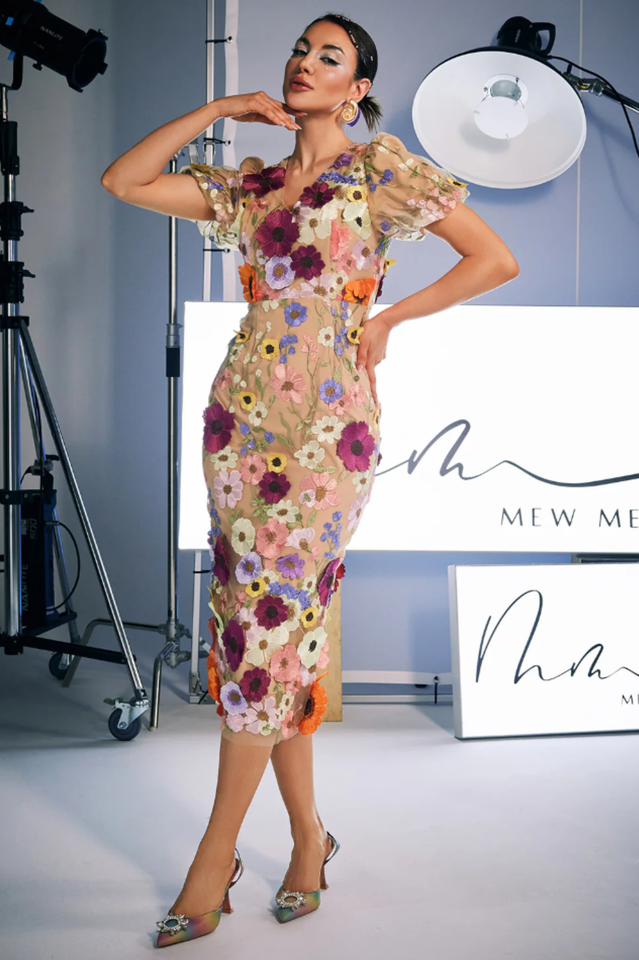 Sally V Neck Floral Midi Dress