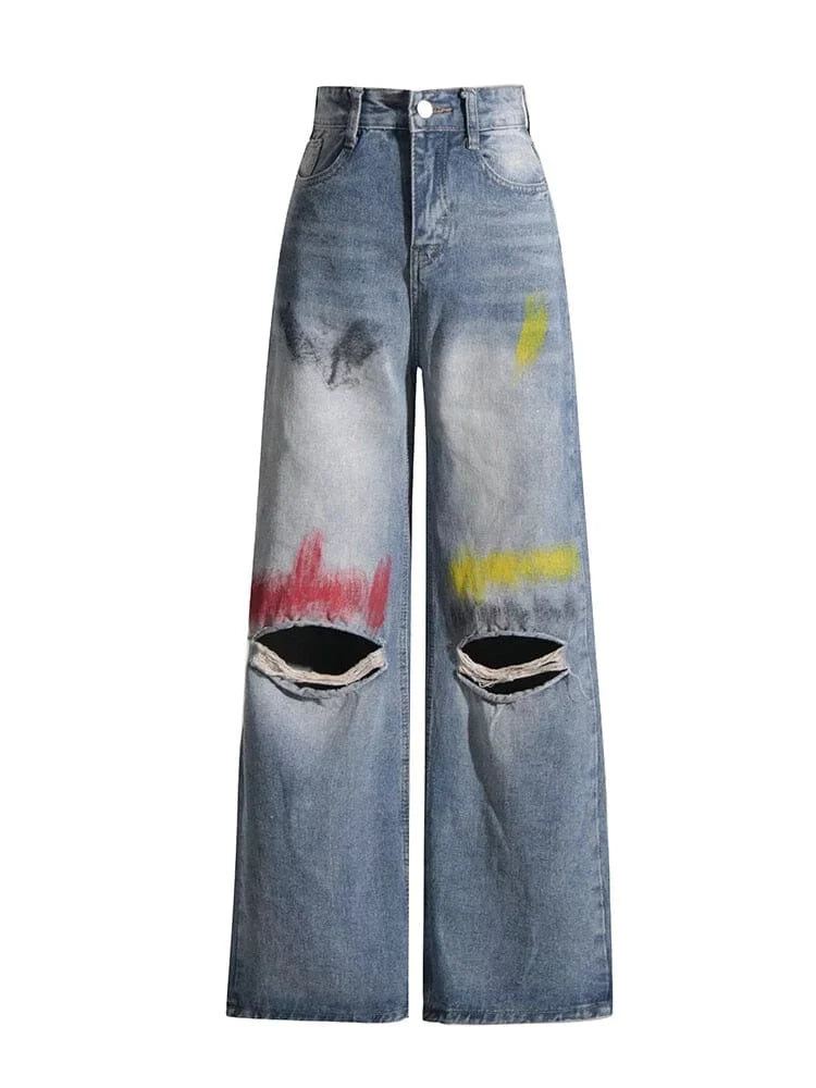 The Pastel High-Waisted Distressed Denim Pants