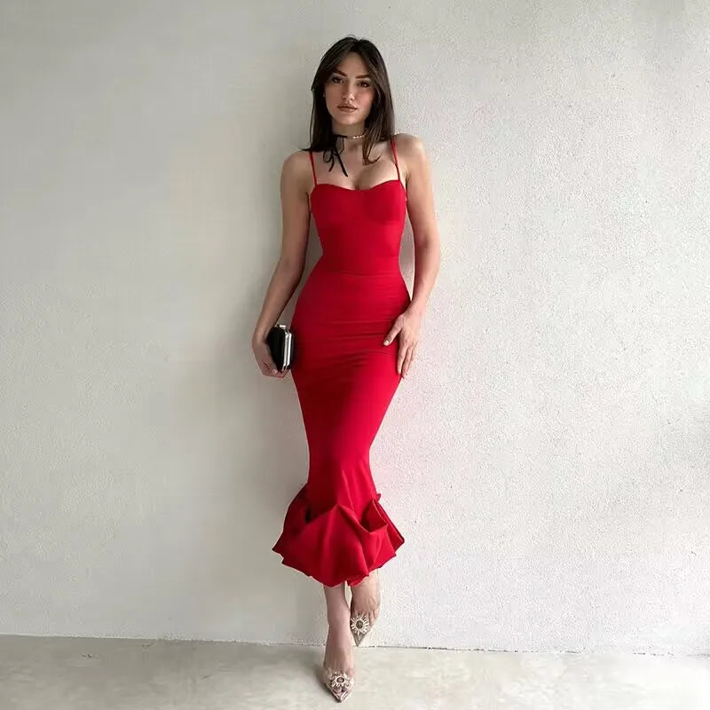 Sexy Sleeveless Backless Midi Dress