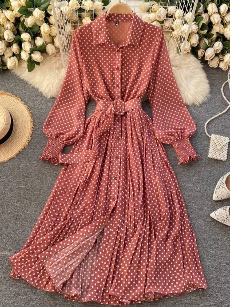Spring Autumn Women Vintage Maxi Party Dress
