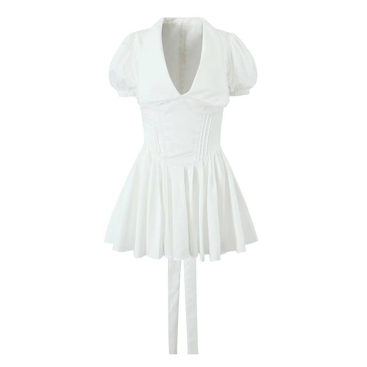Suninheart Summer White Puff Sleeve Dress