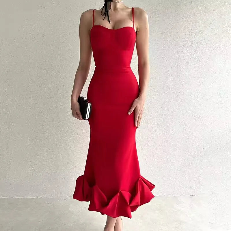 Sexy Sleeveless Backless Midi Dress