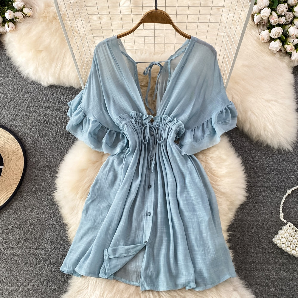 Spring Summer Boho Mini Dress