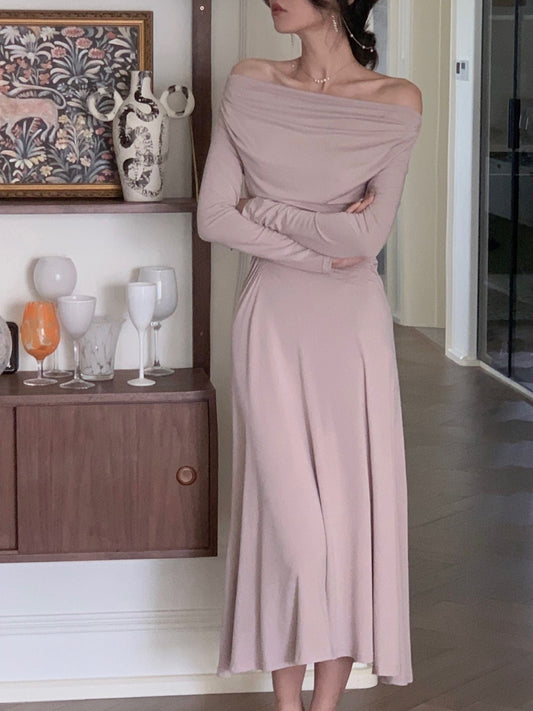 Summer Spring New Elegant Long Sleeve Off Shoulder Dress