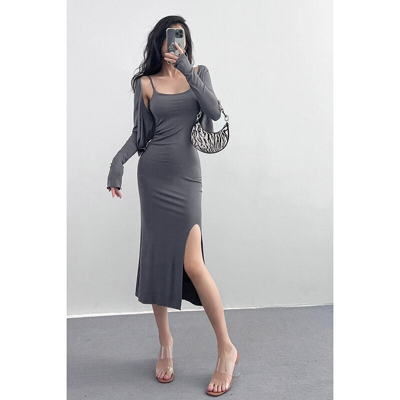 Spring Autumn Hot Girl Two Piece Mini Dress