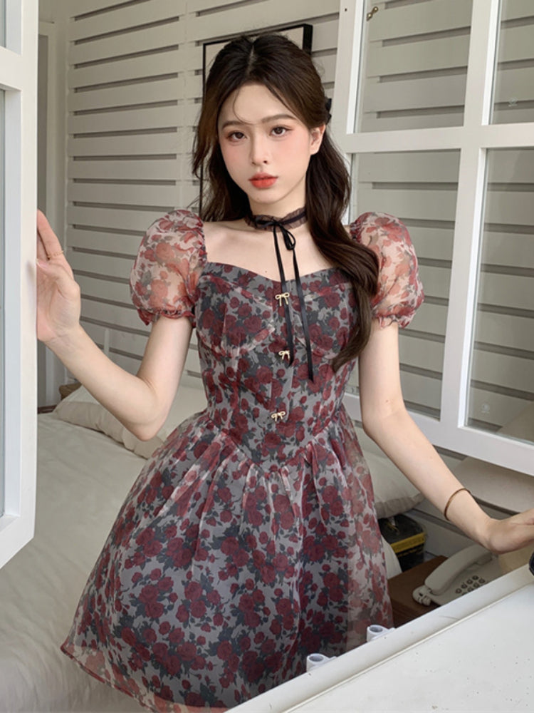 Vintage Flower Sexy Dress