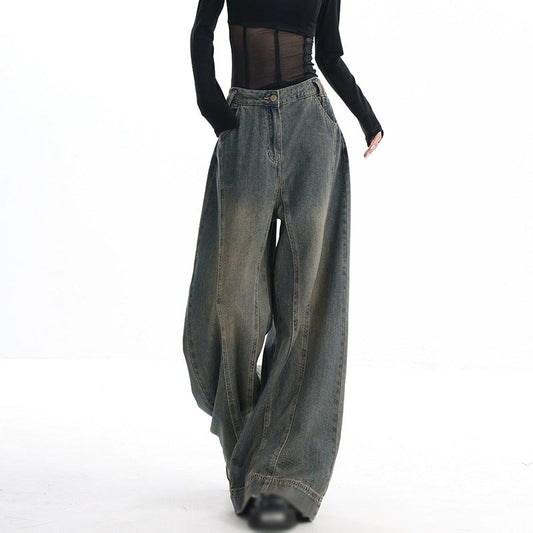 Vintage Stitch Details Baggy Boyfriend Jeans