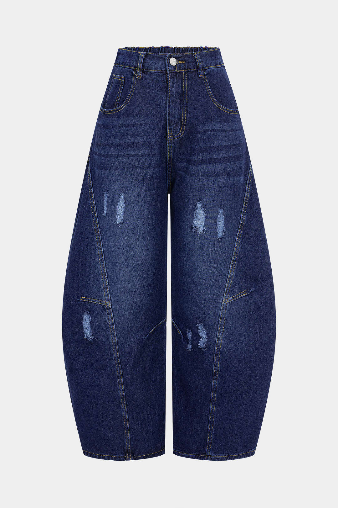 Denim Ripped Barrel Jeans
