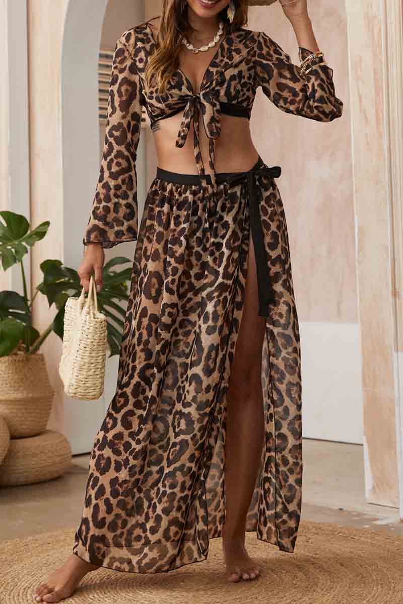 2 Pack Leopard Top and Skirt Set