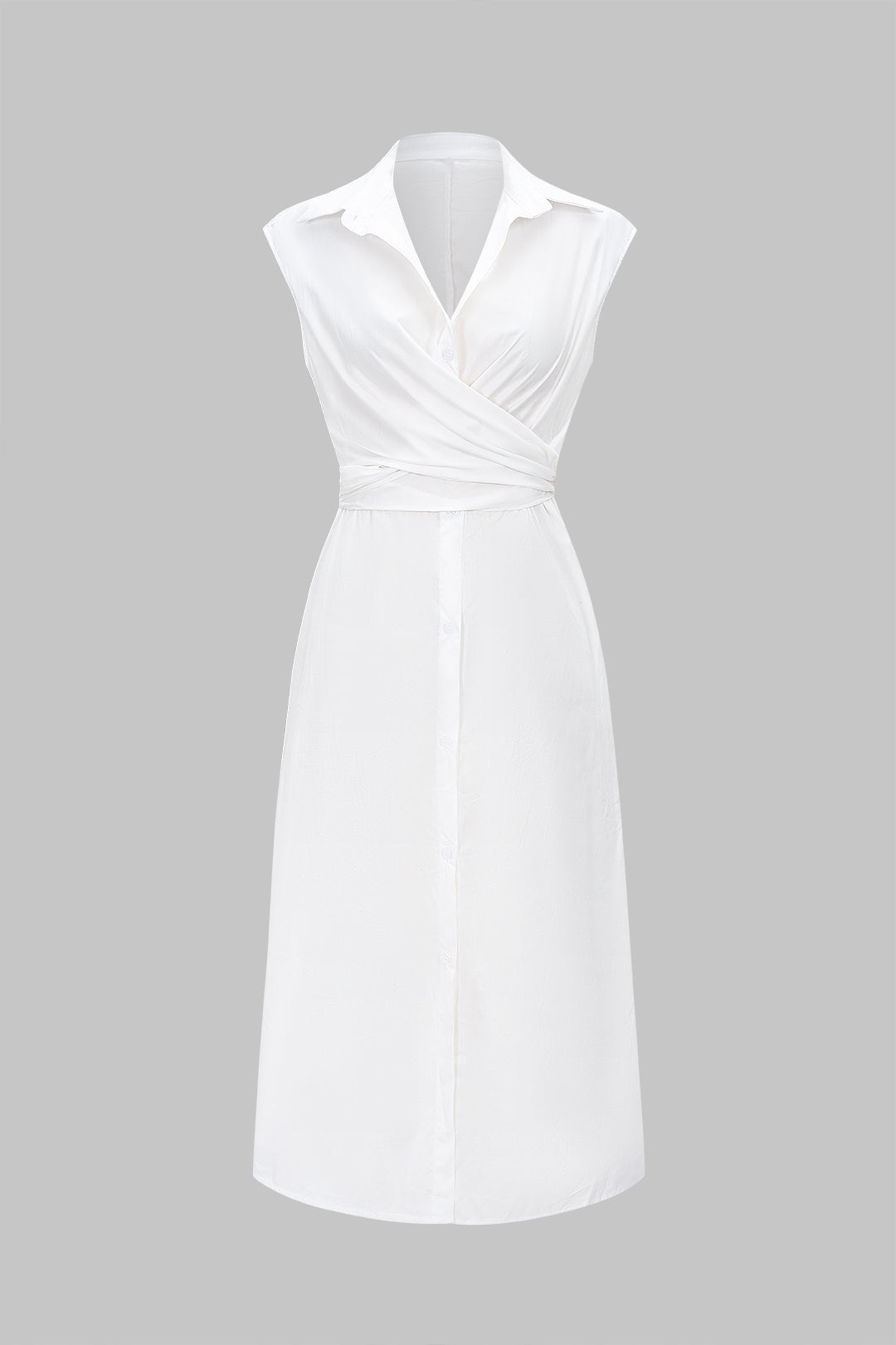 Cross Tie-Front Button Sleeveless Maxi Dress