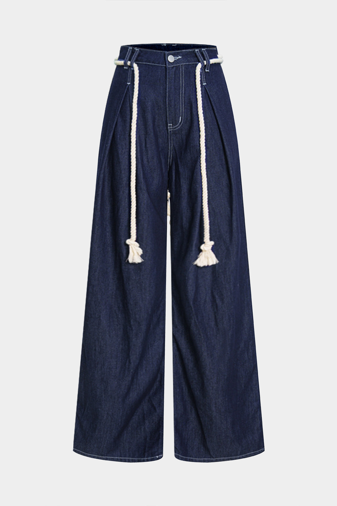 Denim Tie Front Ruched Jeans