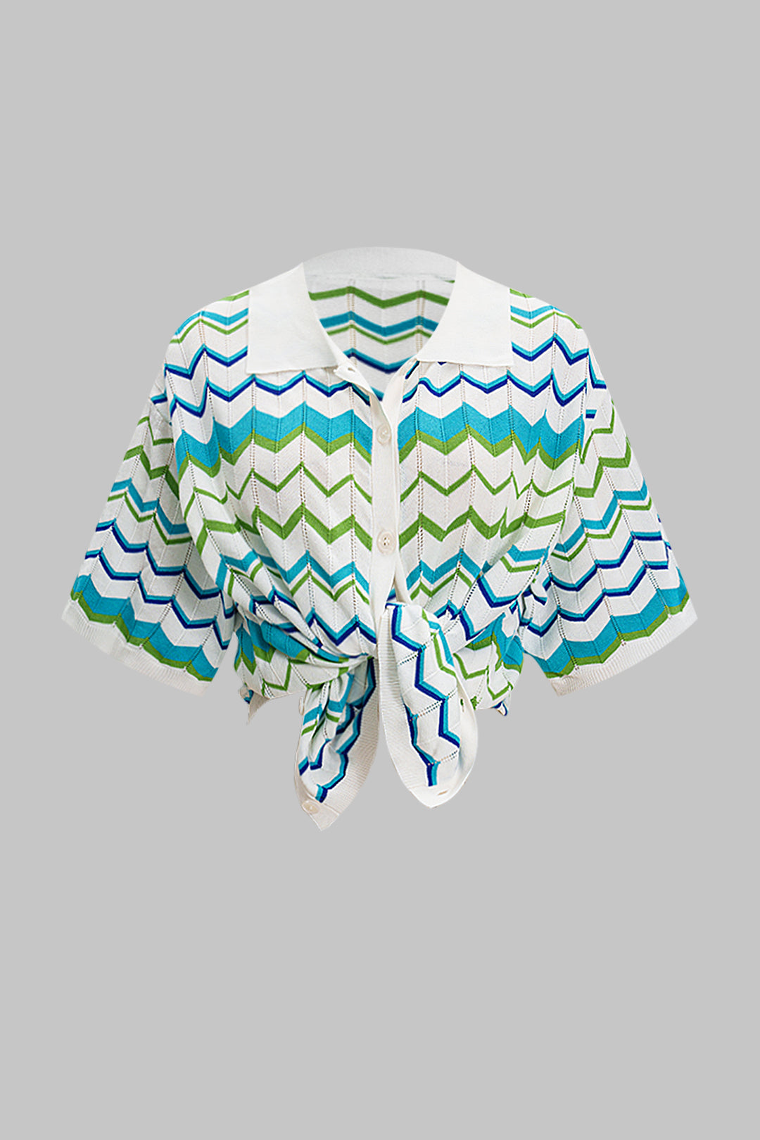 Contrast Knit Top And Drawstring Shorts Set