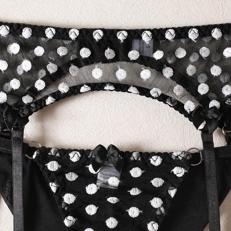Polka Dot Whimsical Seduction: Cutout Lace 4 Piece