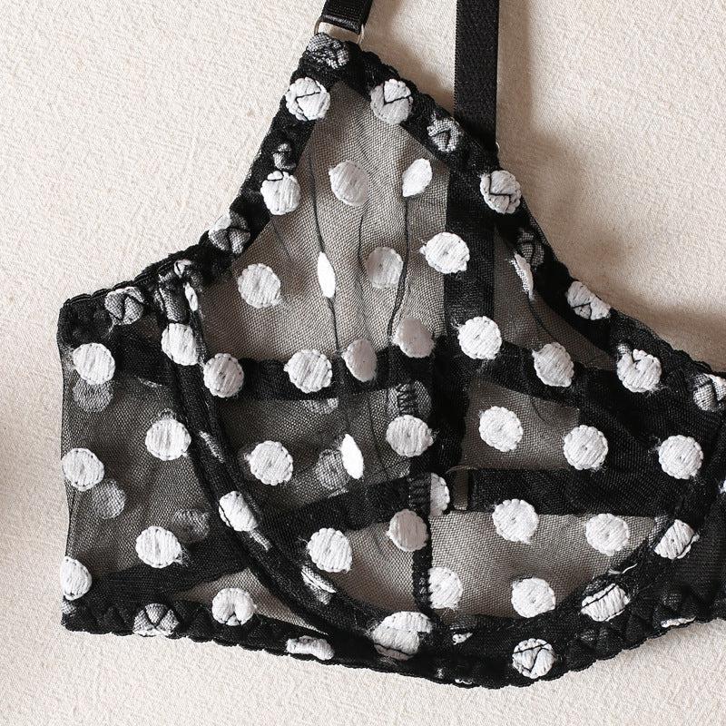 Polka Dot Whimsical Seduction: Cutout Lace 4 Piece
