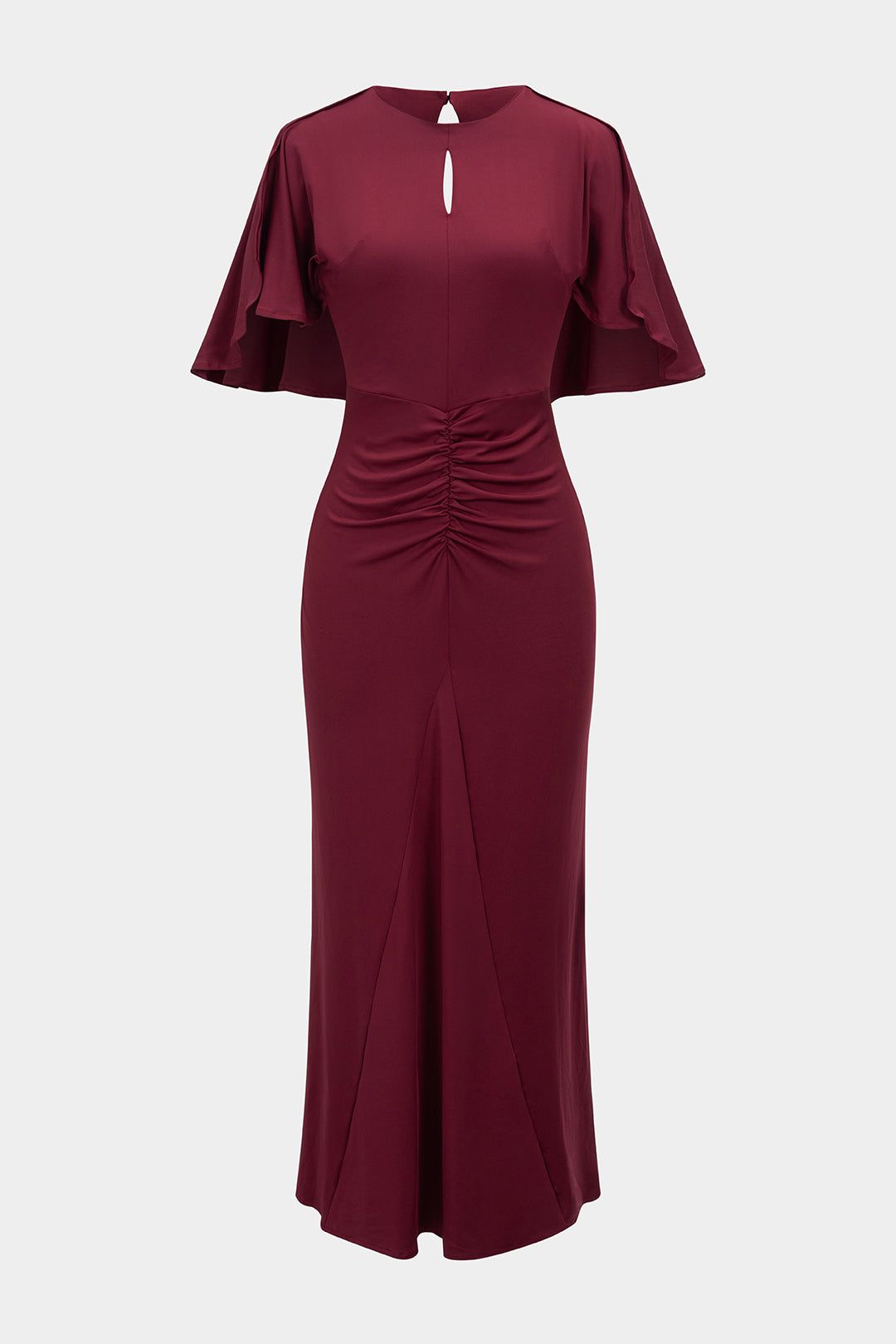 Cut Out Short Sleeve Ruched Maxi Dress