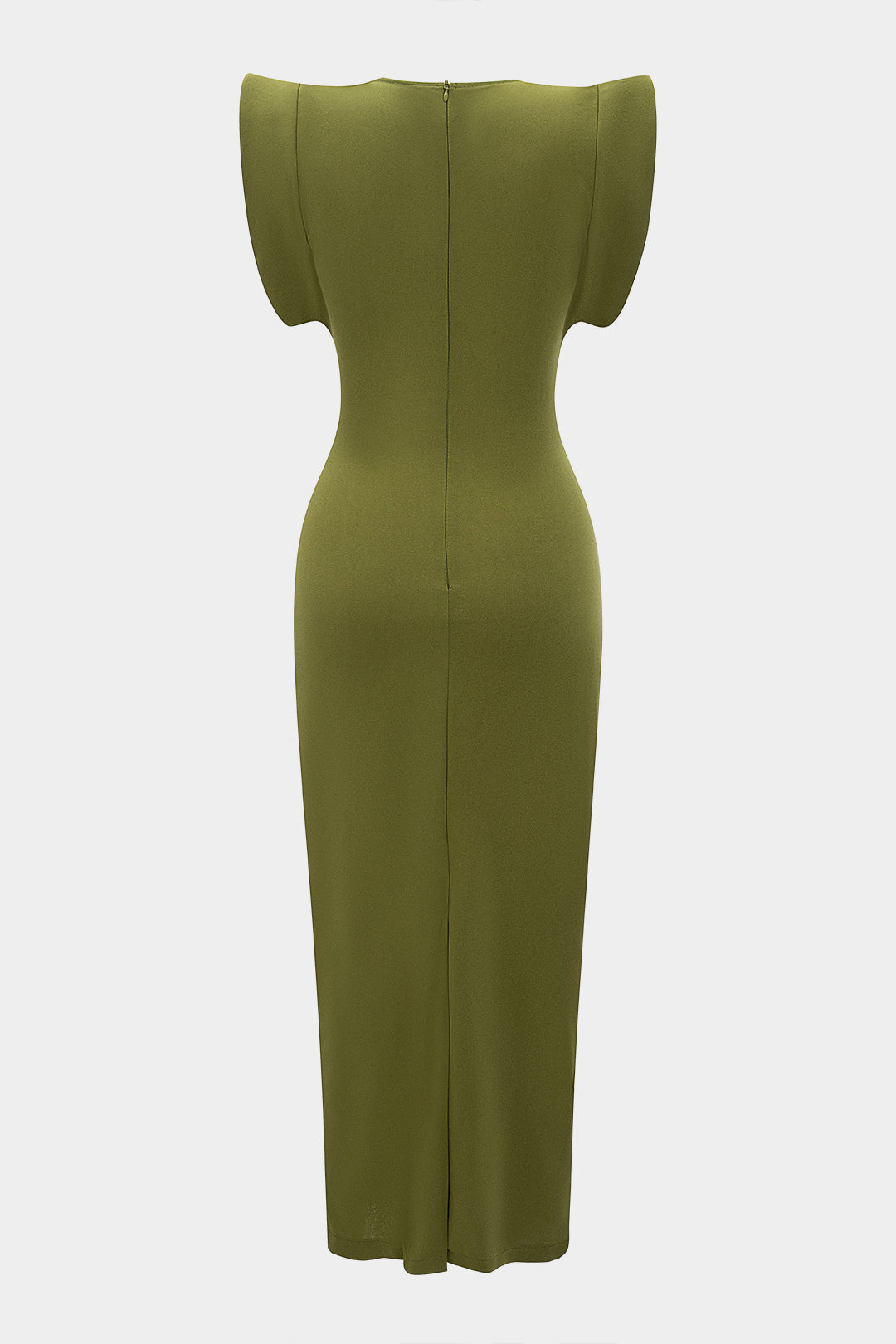 Cut Out Metallic Button Zipper Short Sleeve Maxi Dress