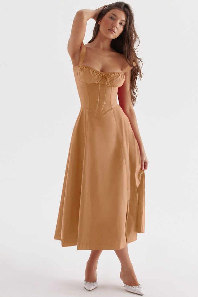 Corset Detail A Line Midi Dress
