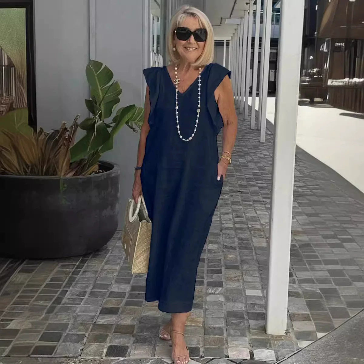 Cotton linen sleeveless dress
