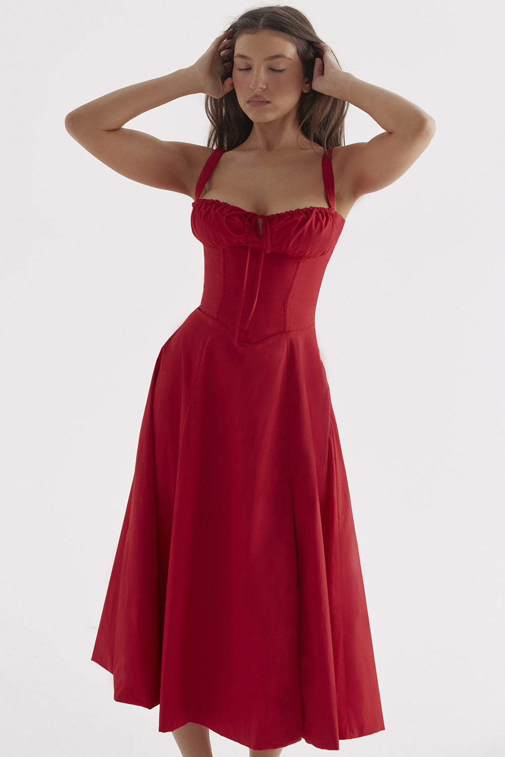 Corset Detail A Line Midi Dress