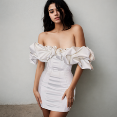 Sensual Glamour: Tube Top Off-Shoulder Corset Ruffled Dress