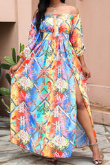 Elegant Tube Top Three-color Printed Maxi Dress