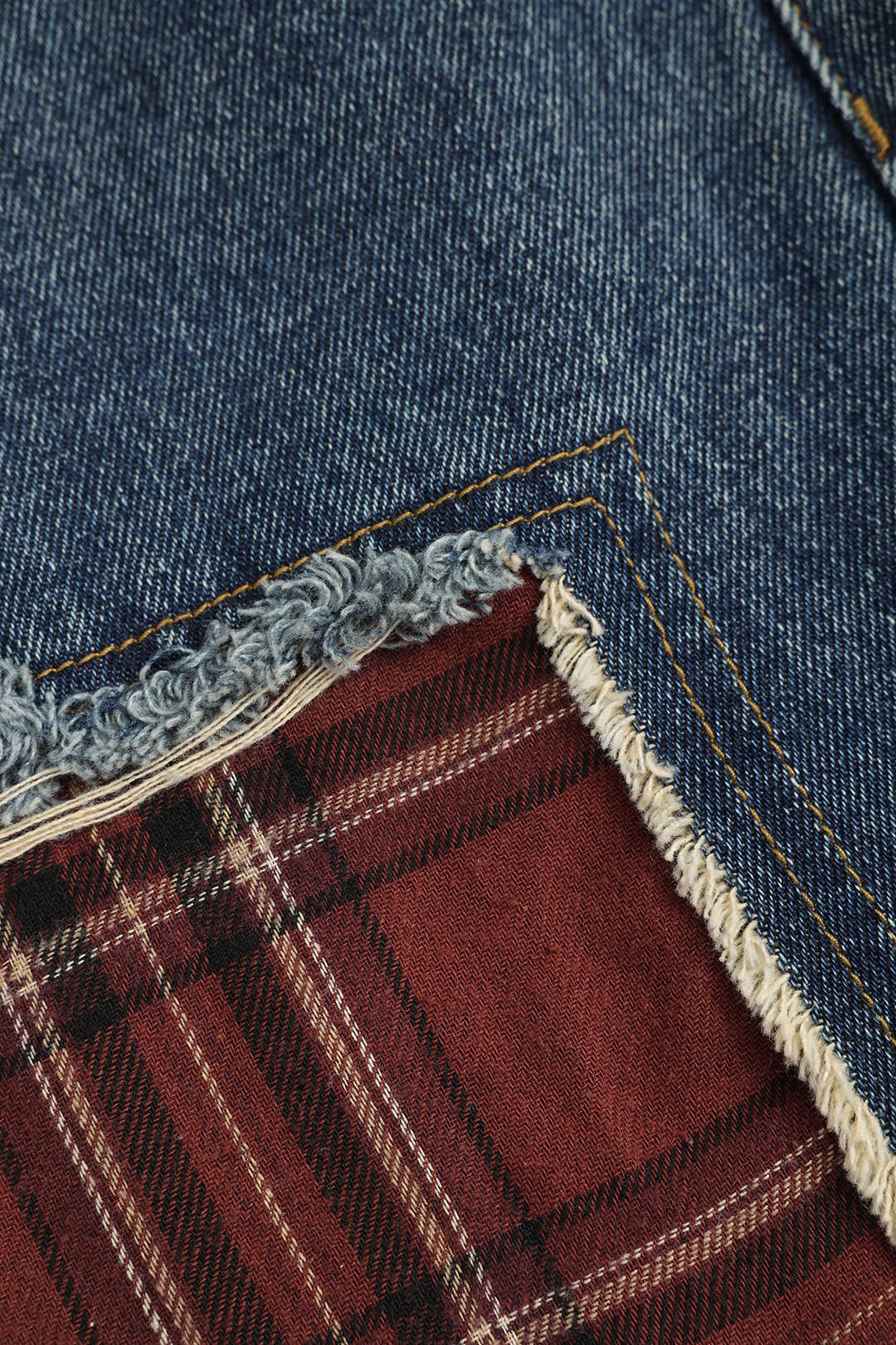 Denim Patchwork Pocket Button Jeans