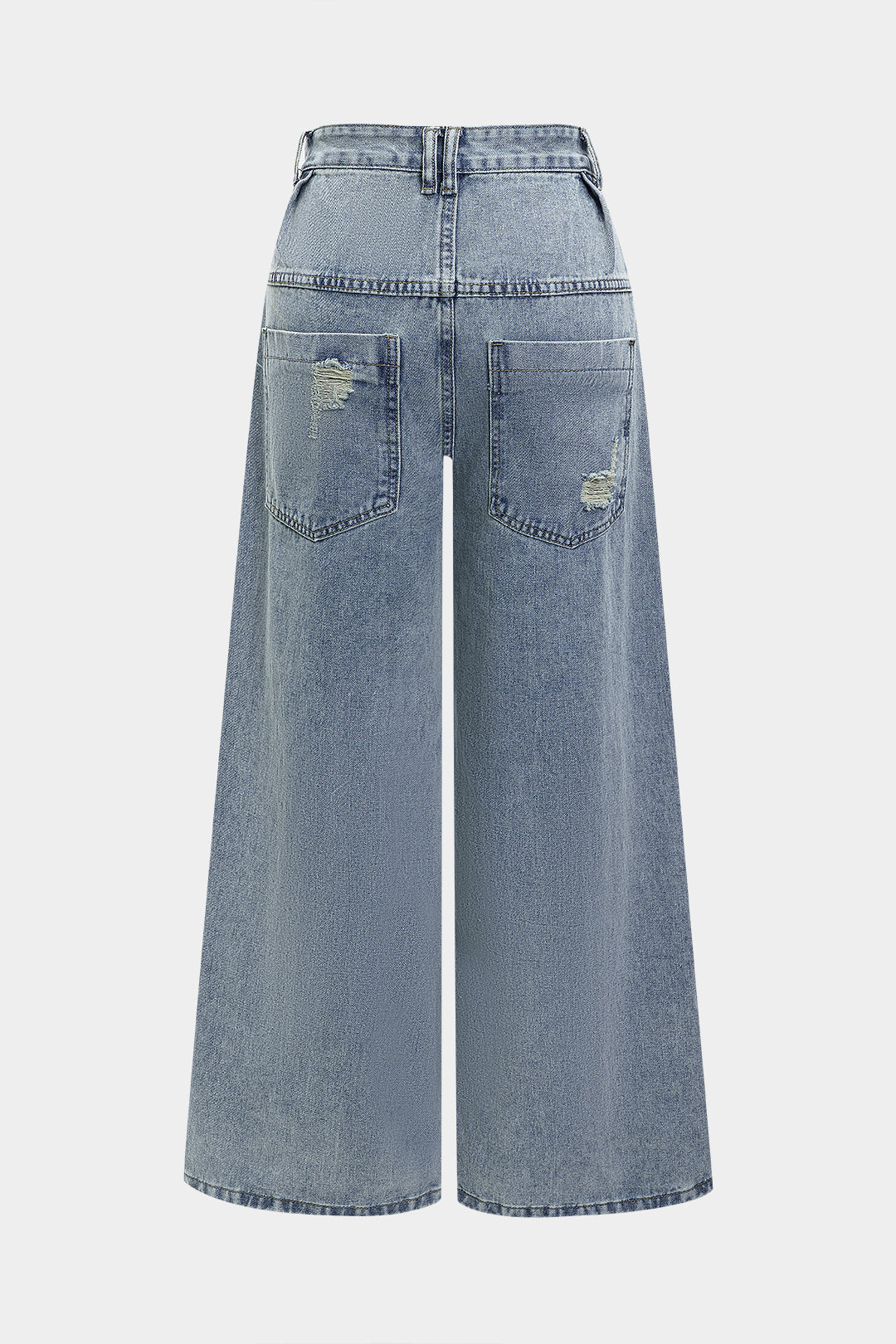 Denim Ripped Straight Leg Jeans