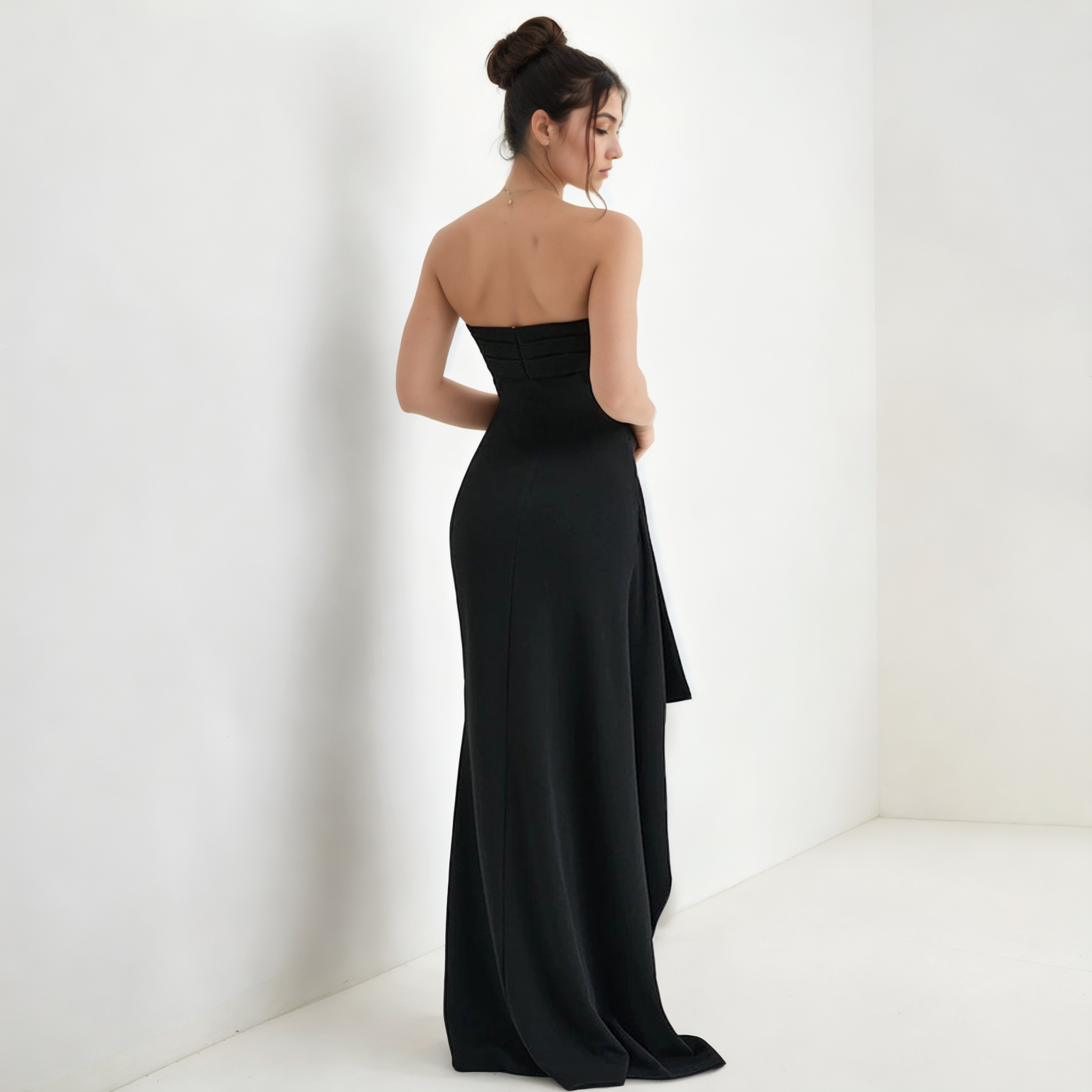 Twilight Allure: Off-Neck Tube Top Backless High Slit Maxi Dress