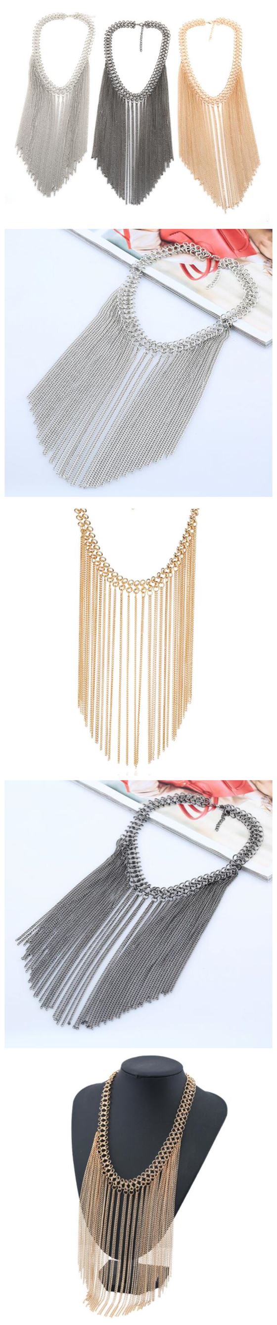 Tassel Cascade: Golden Chunky Necklace