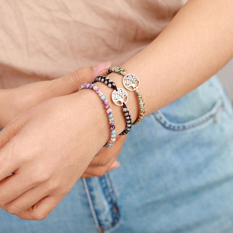 Tree Charm Bracelets African Japser String Braided Bracelets