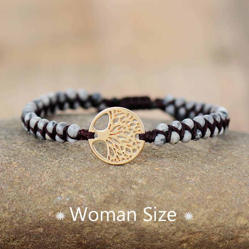 Tree Charm Bracelets African Japser String Braided Bracelets