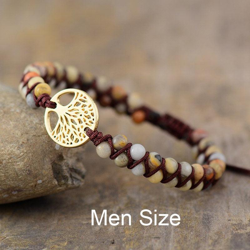 Tree Charm Bracelets African Japser String Braided Bracelets