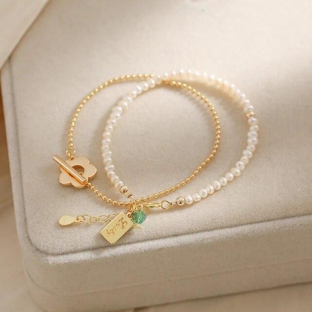 2Pcs Natural Freshwater Pearls Bracelets