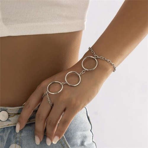 Silver Circle Chain Finger Bracelet