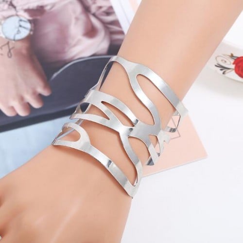 Silver Punk Hollow Wide Bracelet