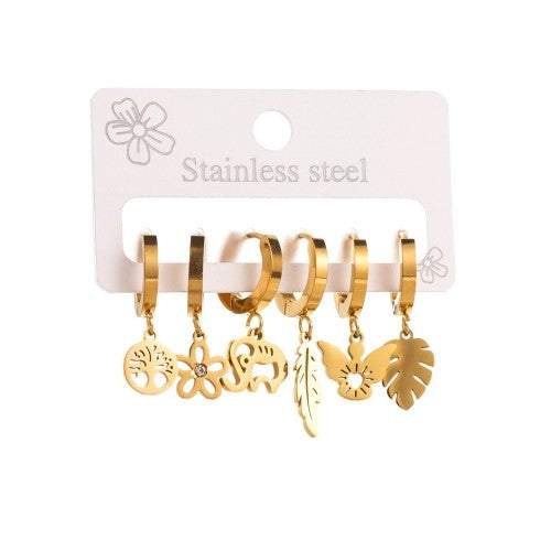 Asymmetrical Nature 3 Pair Earrings Combo Set