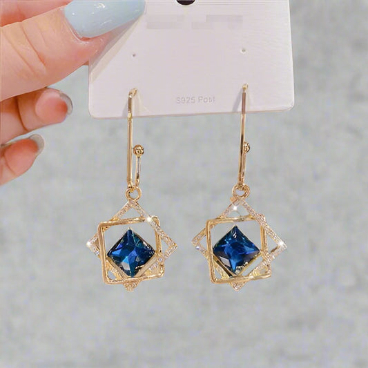 Blue Geometric Azure Ice Earrings