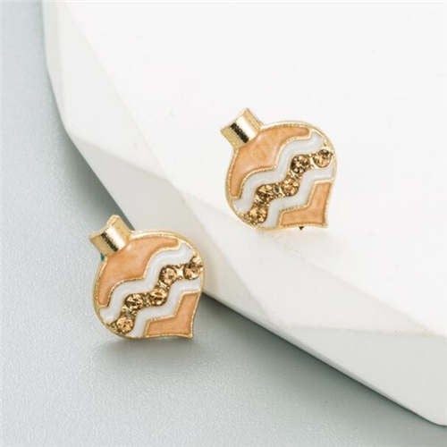 Coffee Mocha Heart Glaze Earrings