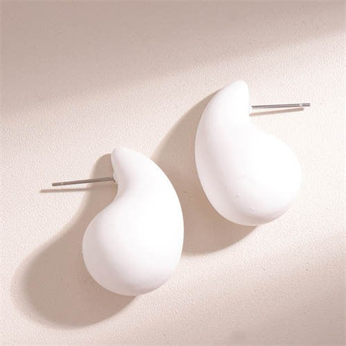 Serenity Drops: Minimalist  White Waterdrop  Earrings