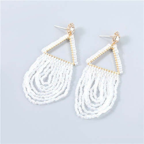 Triangle Beads Tassel Earrings