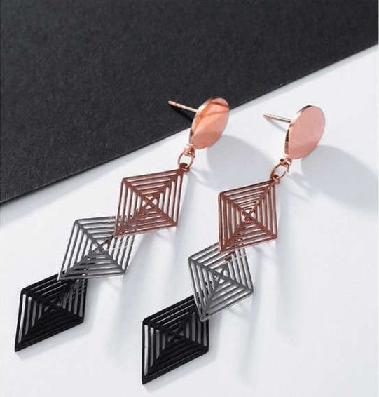 Triple Rhombus Strand Earrings