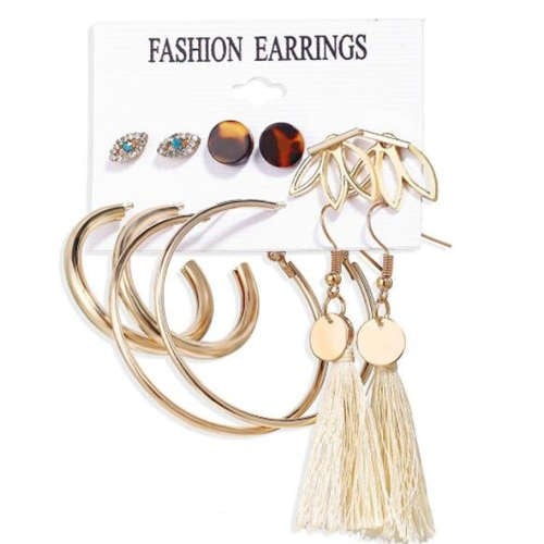 White Boho Chic Tassel and Hoop Set